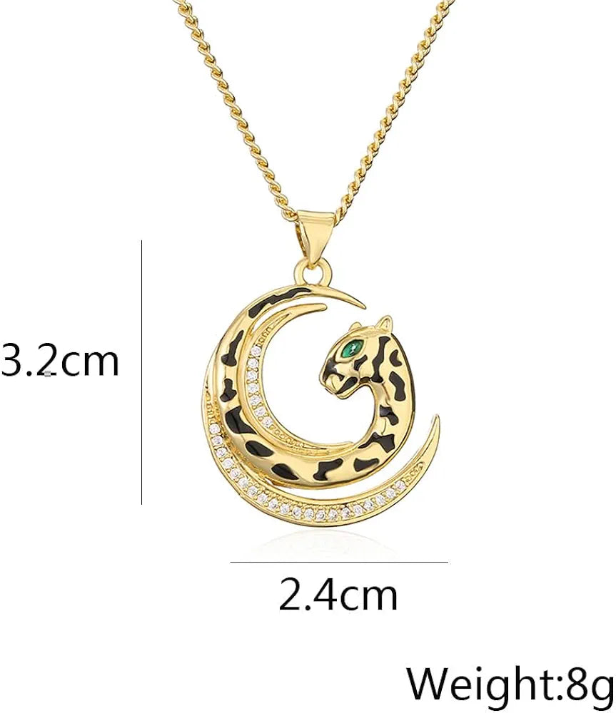 Zircon Tiger Head Leopard Head Pendant Necklace (korean,anti tarnish)