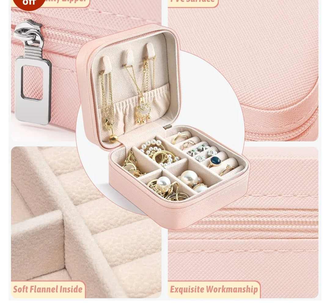 Jewellery Box for Women, Girls, Children, Travel Small Jewellery Storage Box for Necklaces, Earrings and Bracelets, Pink