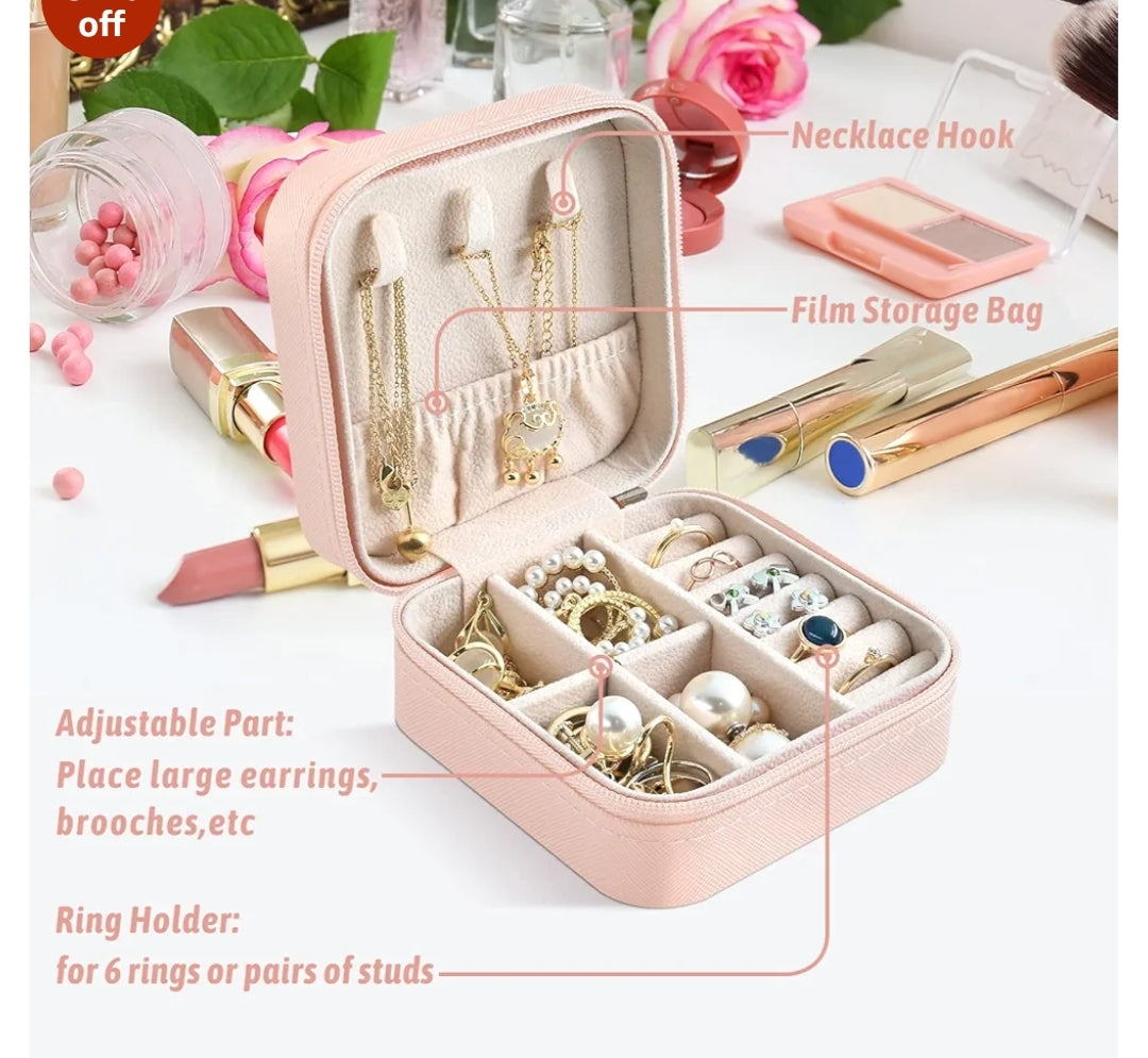 Jewellery Box for Women, Girls, Children, Travel Small Jewellery Storage Box for Necklaces, Earrings and Bracelets, Pink