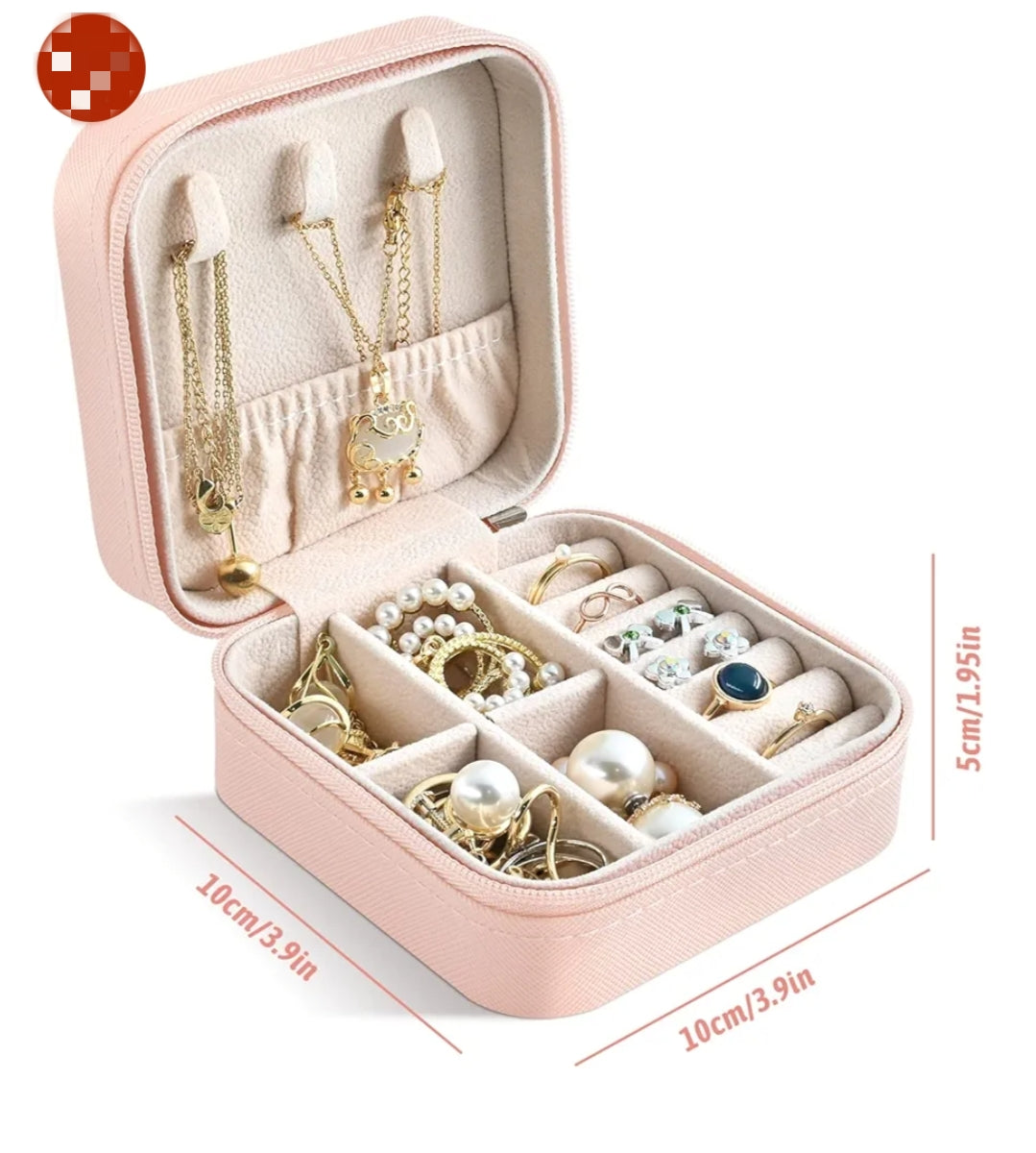 Jewellery Box for Women, Girls, Children, Travel Small Jewellery Storage Box for Necklaces, Earrings and Bracelets, Pink