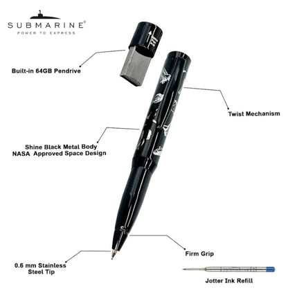 SUBMARINE NASA SPACE BALL PEN WITH 64GB PENDRIVE