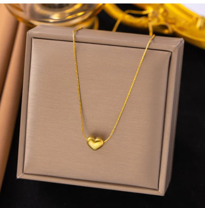 Elegant  korean Gold Heart Pendant Necklace For women & girls