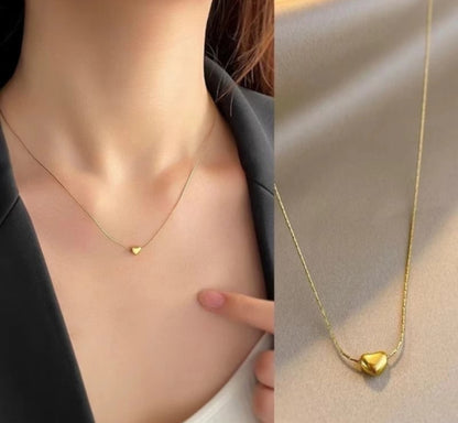 Elegant  korean Gold Heart Pendant Necklace For women & girls