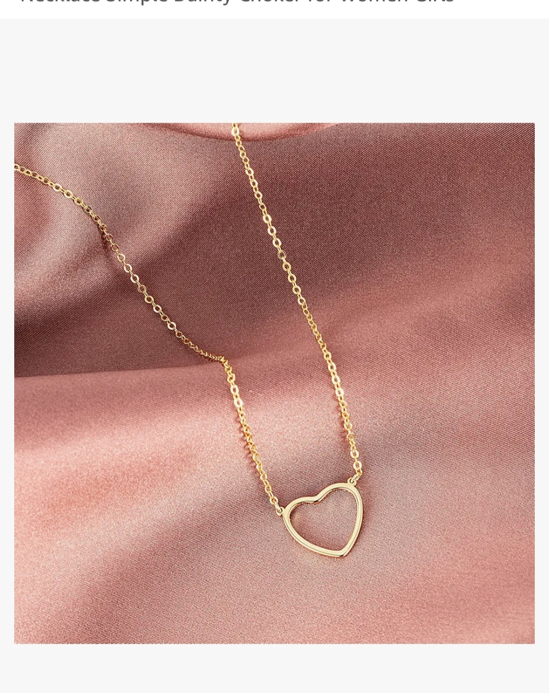 Gold Plated korean  Cute Open Heart Pendant Necklace Simple Dainty Choker for Women Girls