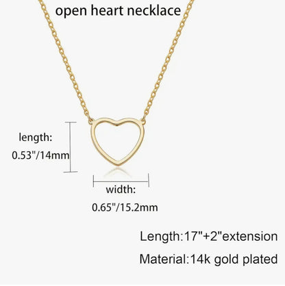 Gold Plated korean  Cute Open Heart Pendant Necklace Simple Dainty Choker for Women Girls