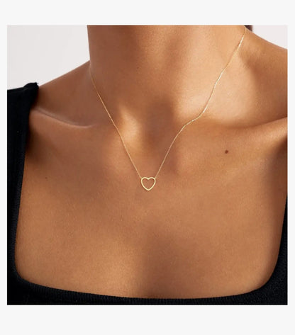 Gold Plated korean  Cute Open Heart Pendant Necklace Simple Dainty Choker for Women Girls