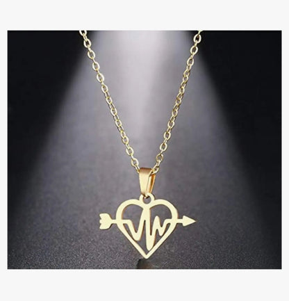 High Finishing korean  Stainless Steel Necklace for Women Man .Heart Pendant Necklace Jewelry (Gold)