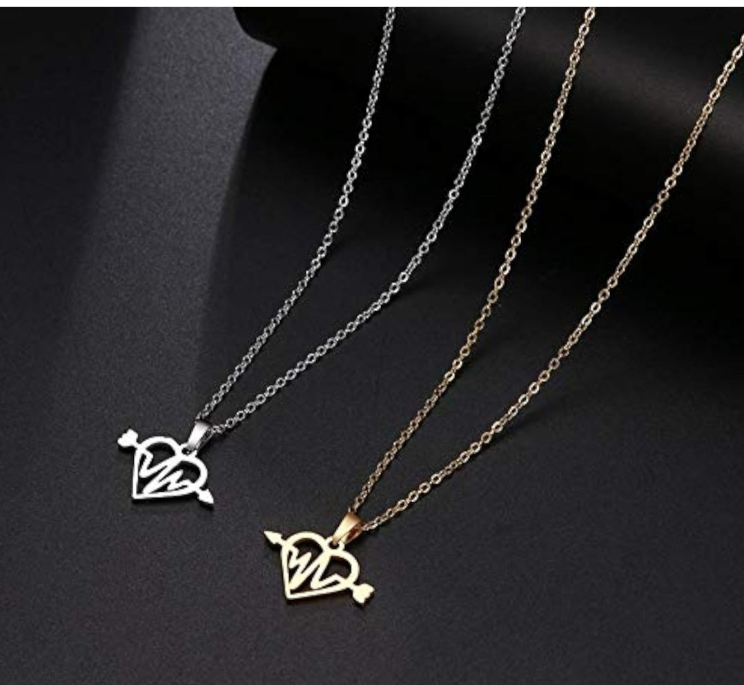 High Finishing korean  Stainless Steel Necklace for Women Man .Heart Pendant Necklace Jewelry (Gold)