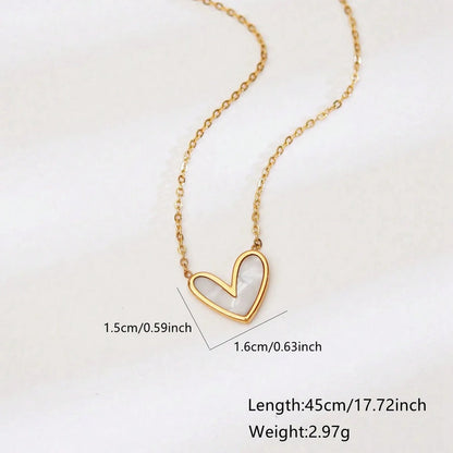 Asymmetrical Heart Shape 18K Gold Plated korean  Inlay Pendant Necklace