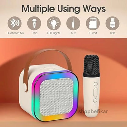 Portable Bluetooth Karaoke Speaker with Dynamic Lights